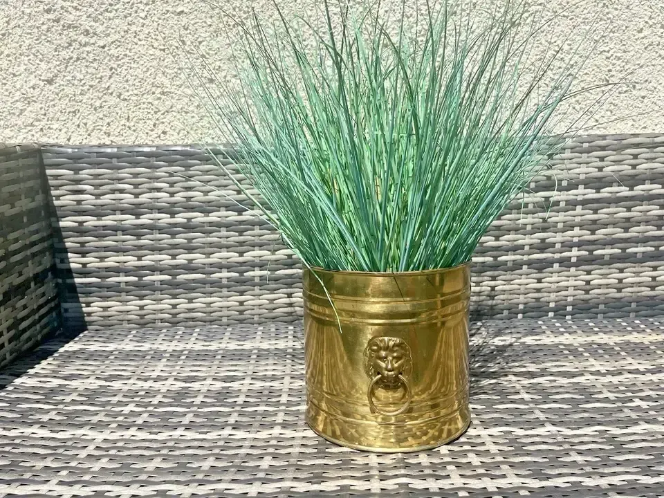 Vintage Brass Planter Plant Pot Lions Head Brass Handles Champagne Ice Bucket photo Home Decor