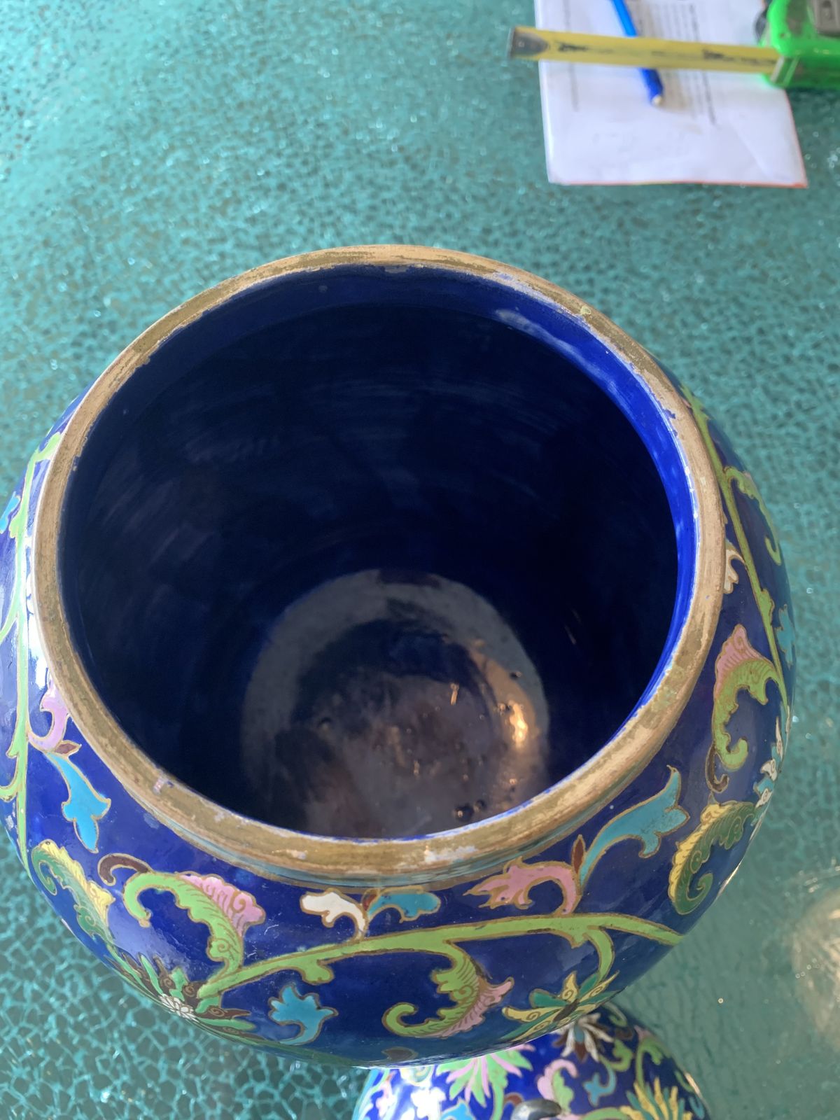 Antique Japanese Covered Cloisonné Enamelled Porcelain Jar photo furniture