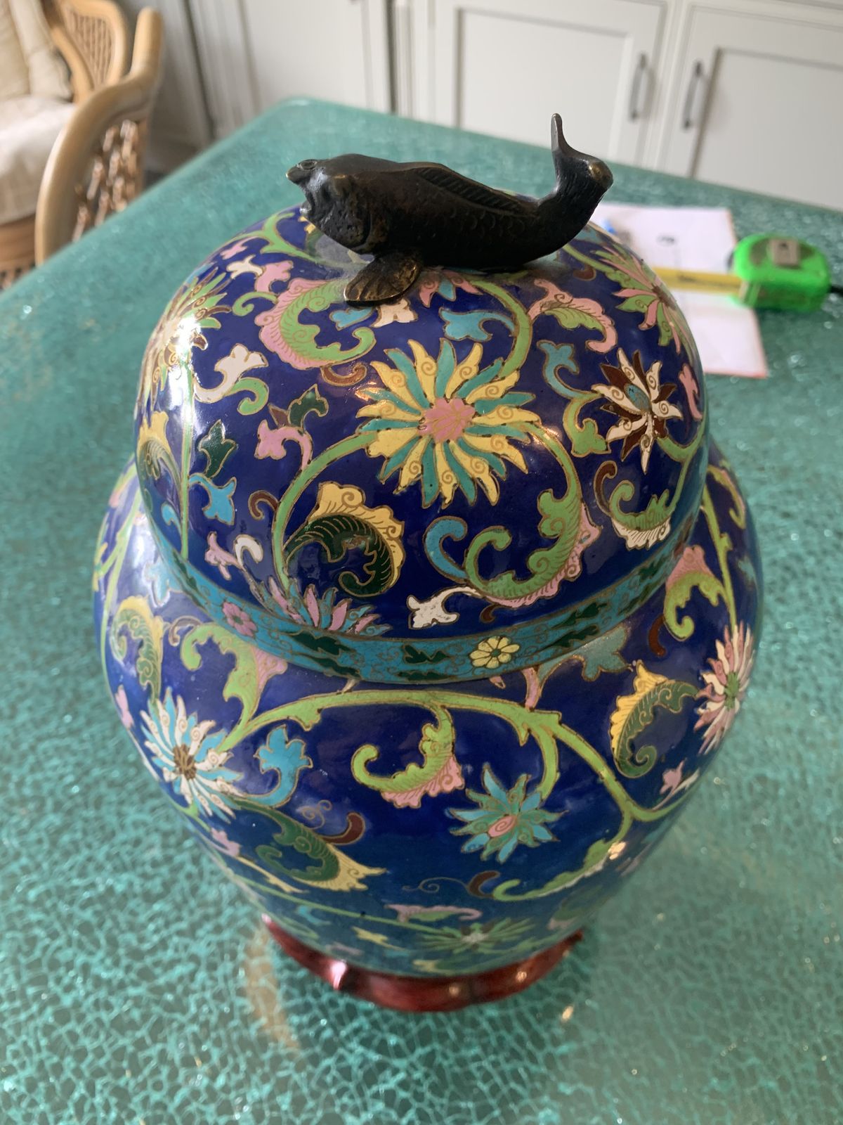 Antique Japanese Covered Cloisonné Enamelled Porcelain Jar photo Home Decor