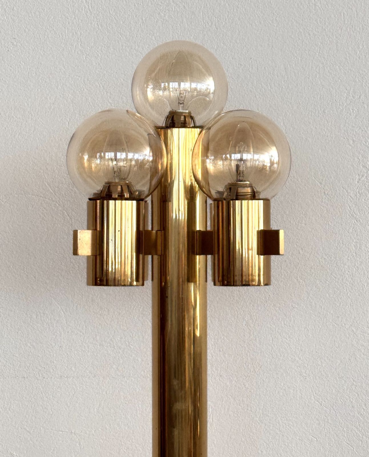 Mid Century Hans Agne Jakobsson Brass Floor Lamp With 5 Glasses photo furniture