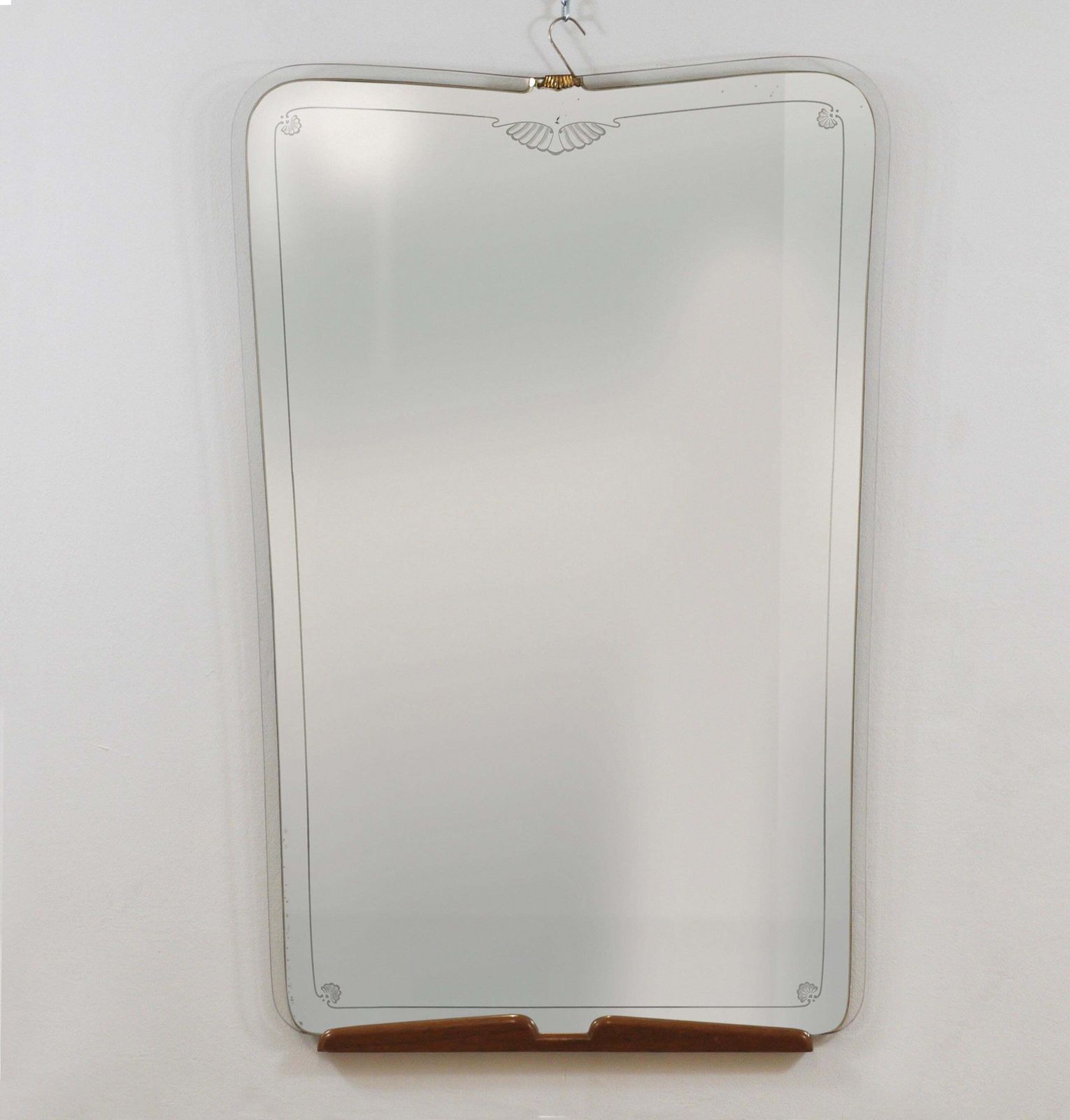 Grand Paolo Buffa Cherry & Brass Wall Mirror, Mid Century Italy, Ca. 1940s photo furniture