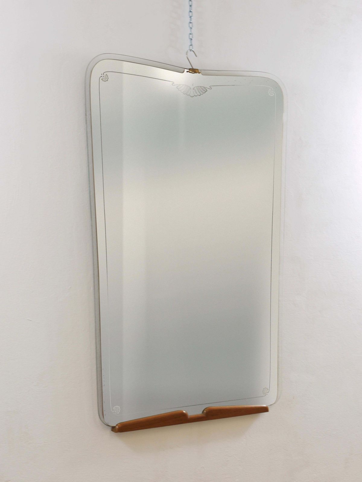 Grand Paolo Buffa Cherry & Brass Wall Mirror, Mid Century Italy, Ca. 1940s photo vinterior