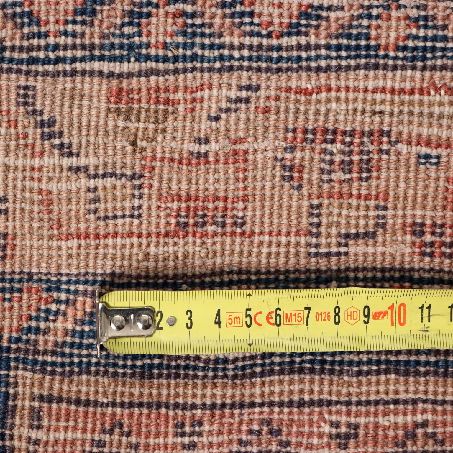 photo for sale Antique Asian Carpet Wool Cotton Heavy Knot 112 X 42 In