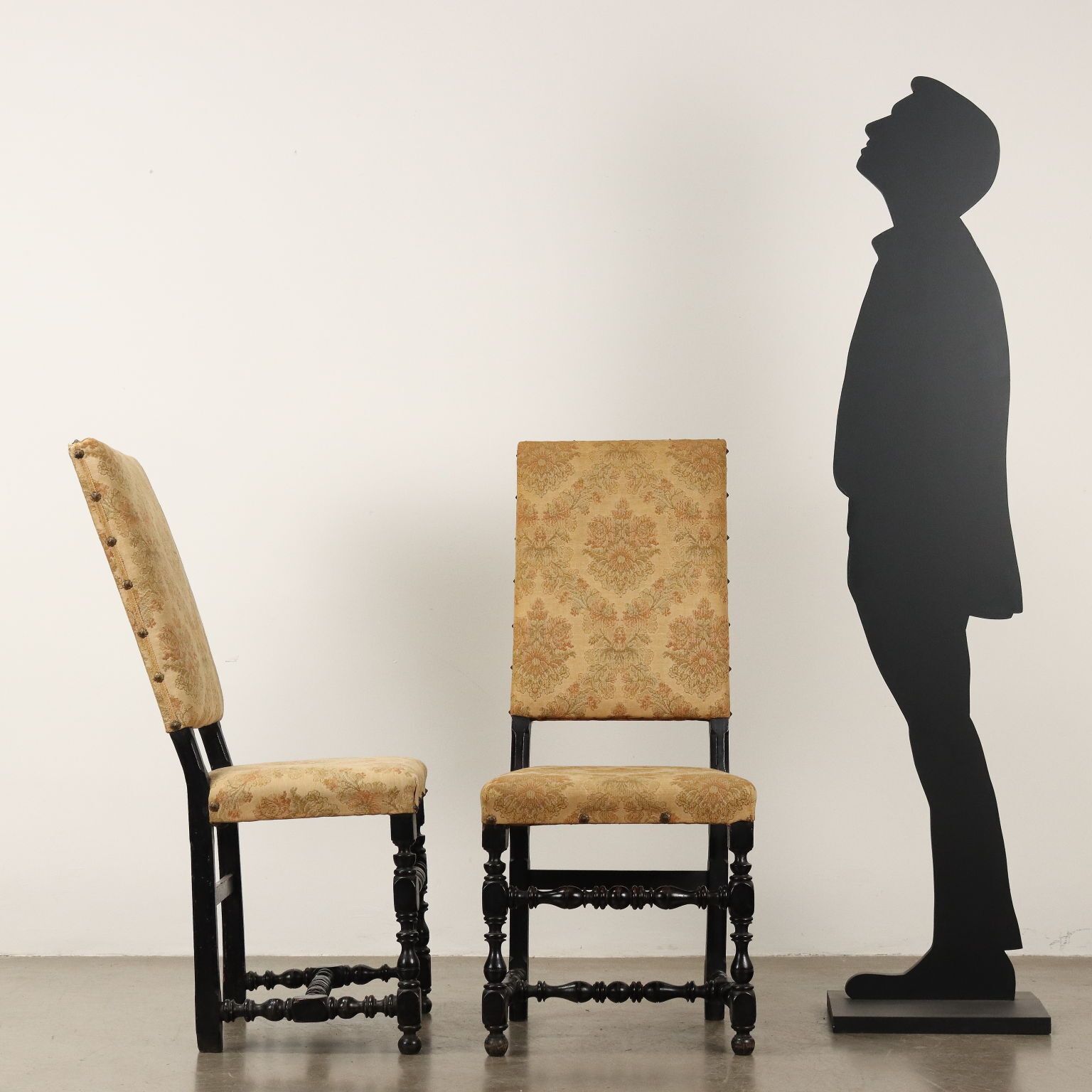 Baroque Chairs Ebony Painted Walnut Italy XVIII Century photo for sale