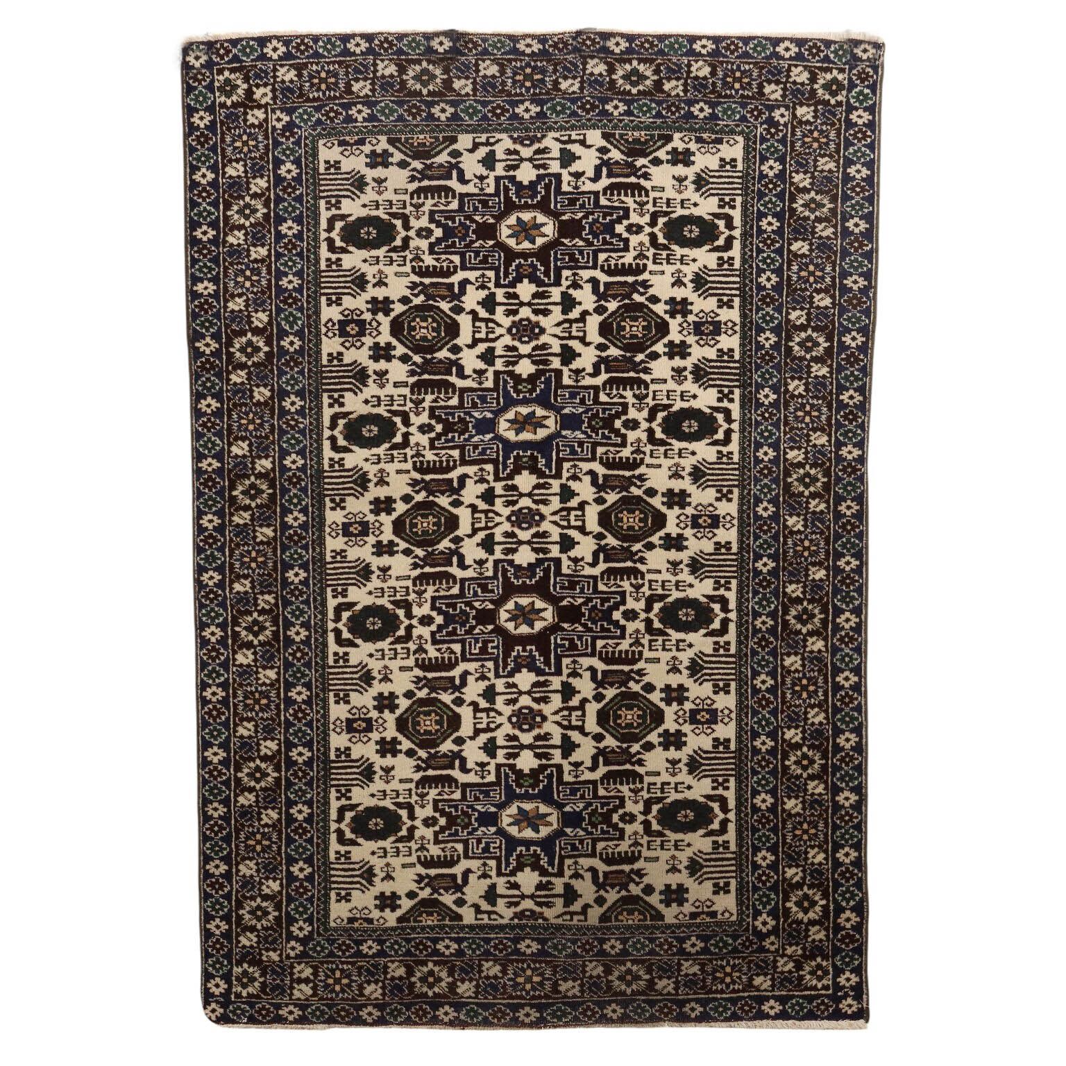 Antique Asian Carpet Wool Thin Knot 79 X 53 In