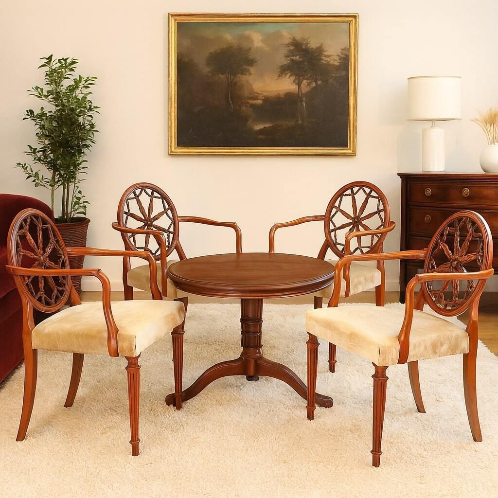 Antique Armchairs Cherrywood Fabric United Kingdom XX Century photo furniture