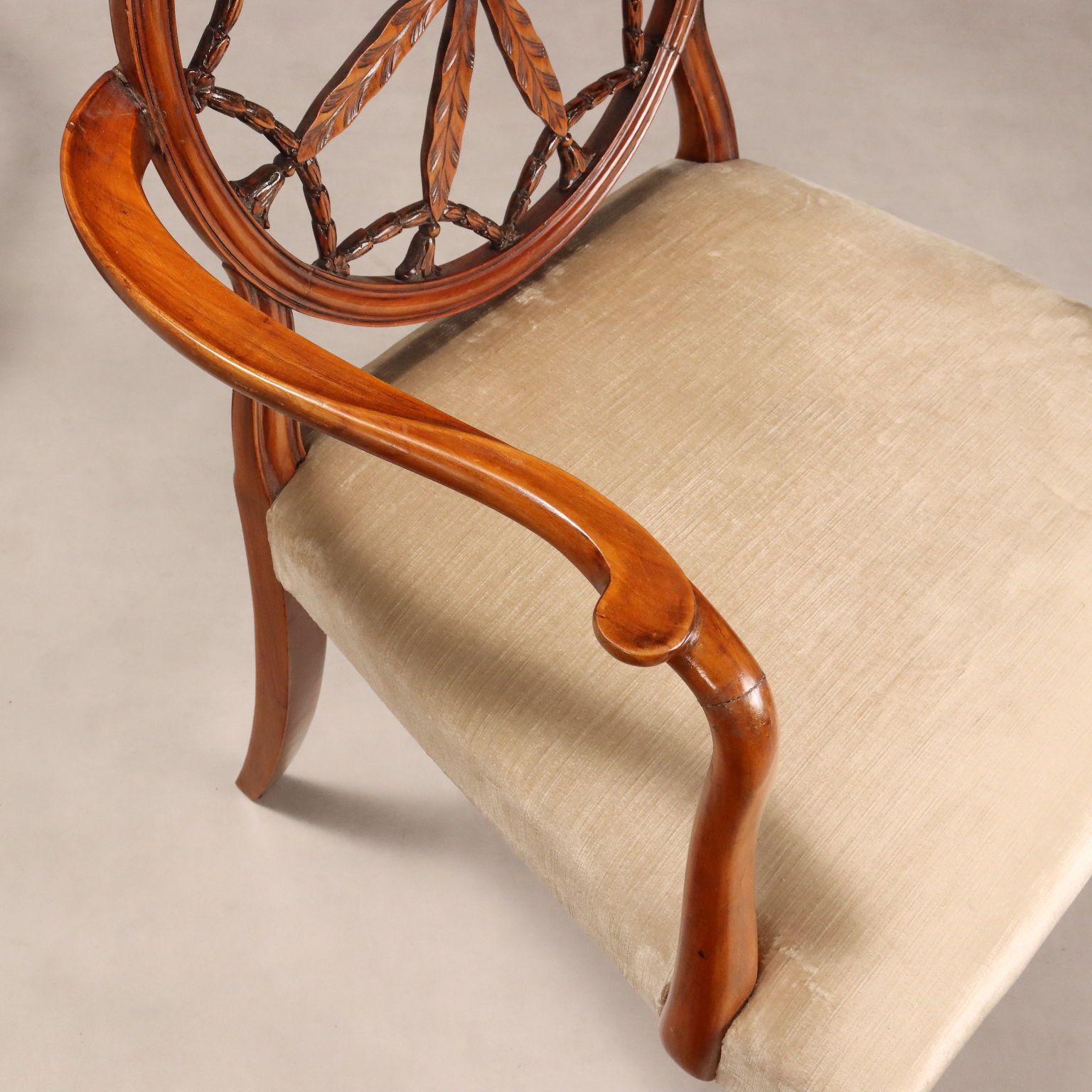 Antique Armchairs Cherrywood Fabric United Kingdom XX Century photo vintage
