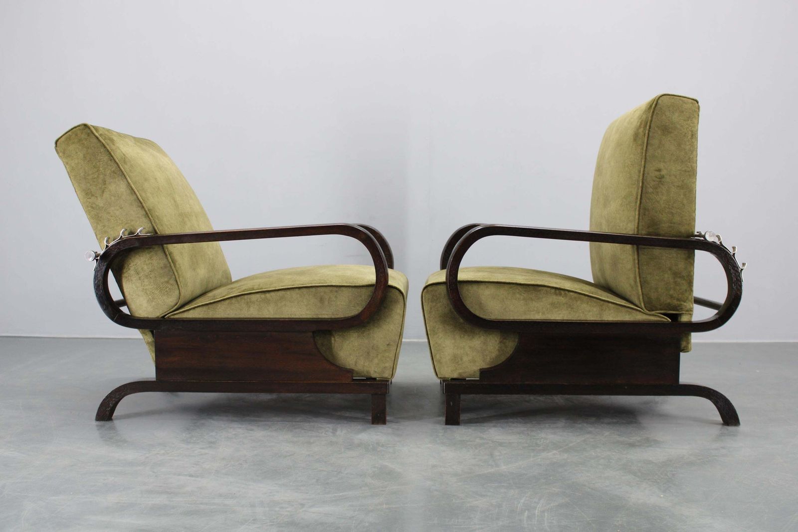 1930s Rare Restored Adjustable Art Deco Armchairs, Czechoslovakia photo for sale