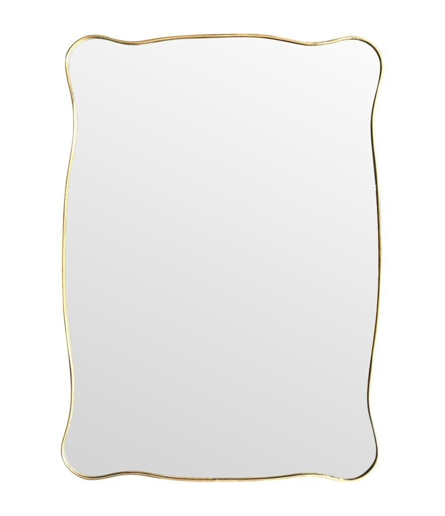 A Lovely Shaped, Landscape Or Portrait, Orignal Italian 1950s Brass Framed Mirror