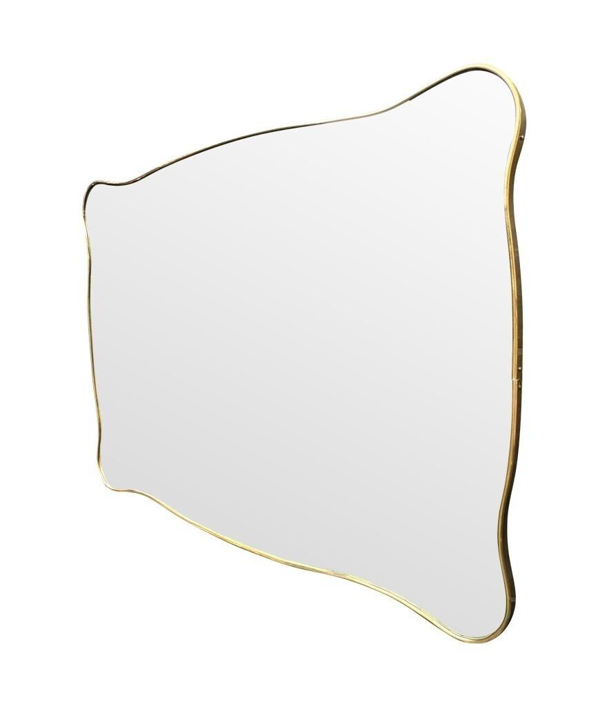 Home Decor A Lovely Shaped, Landscape Or Portrait, Orignal Italian 1950s Brass Framed Mirror photo