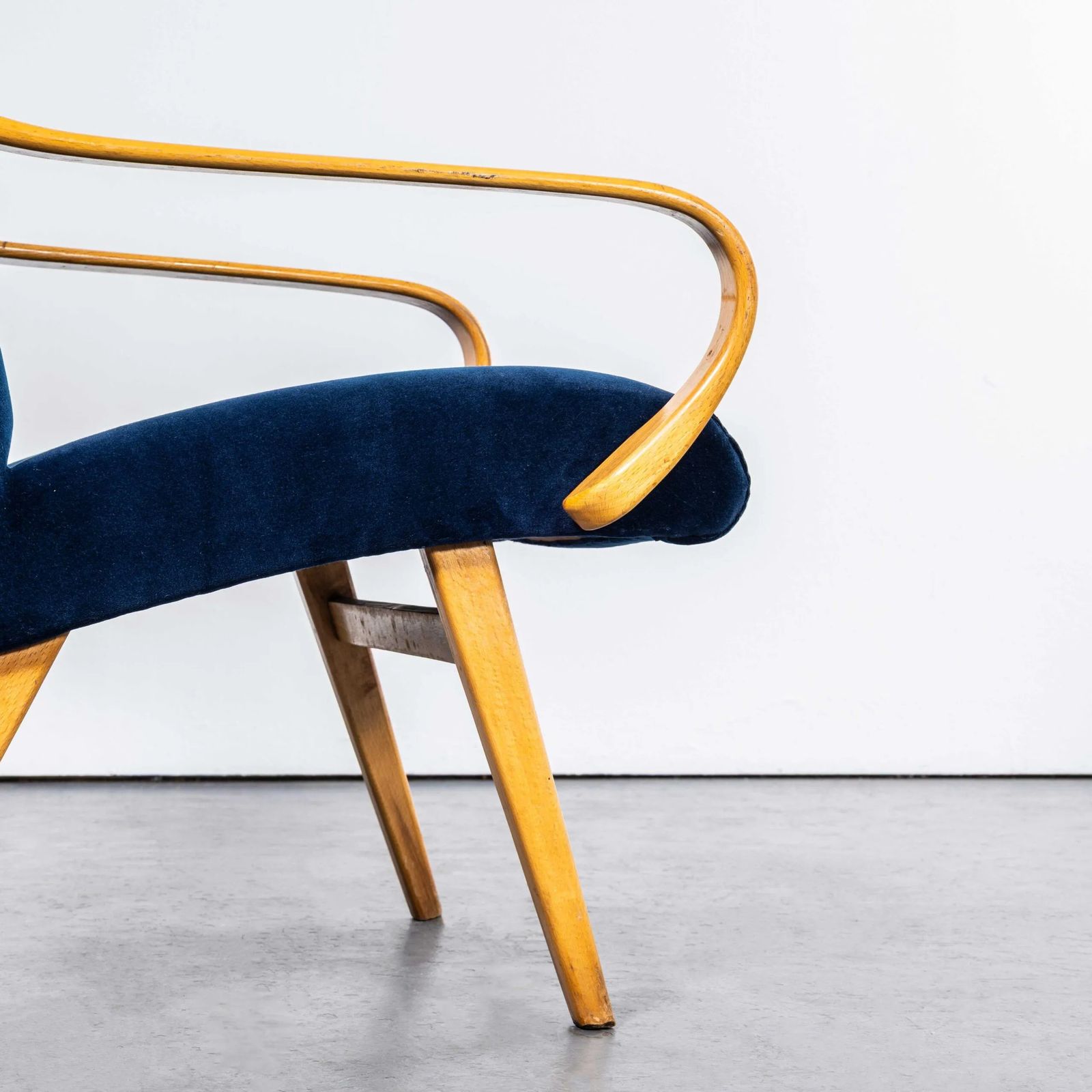 1950’s Jaroslav šmídek Navy Re Upholstered Armchairs – Pair photo for sale