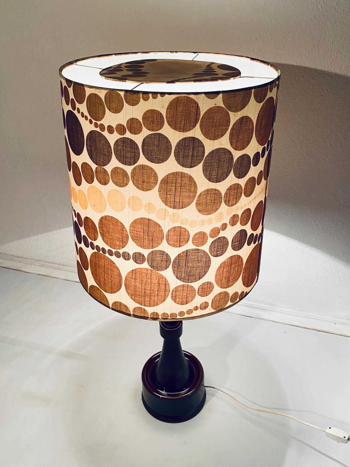 Mid Century Xl Brown Ceramic Floor Lamp With Space Age Shade / Vintage Decor 60s 70s / Wgp photo furniture