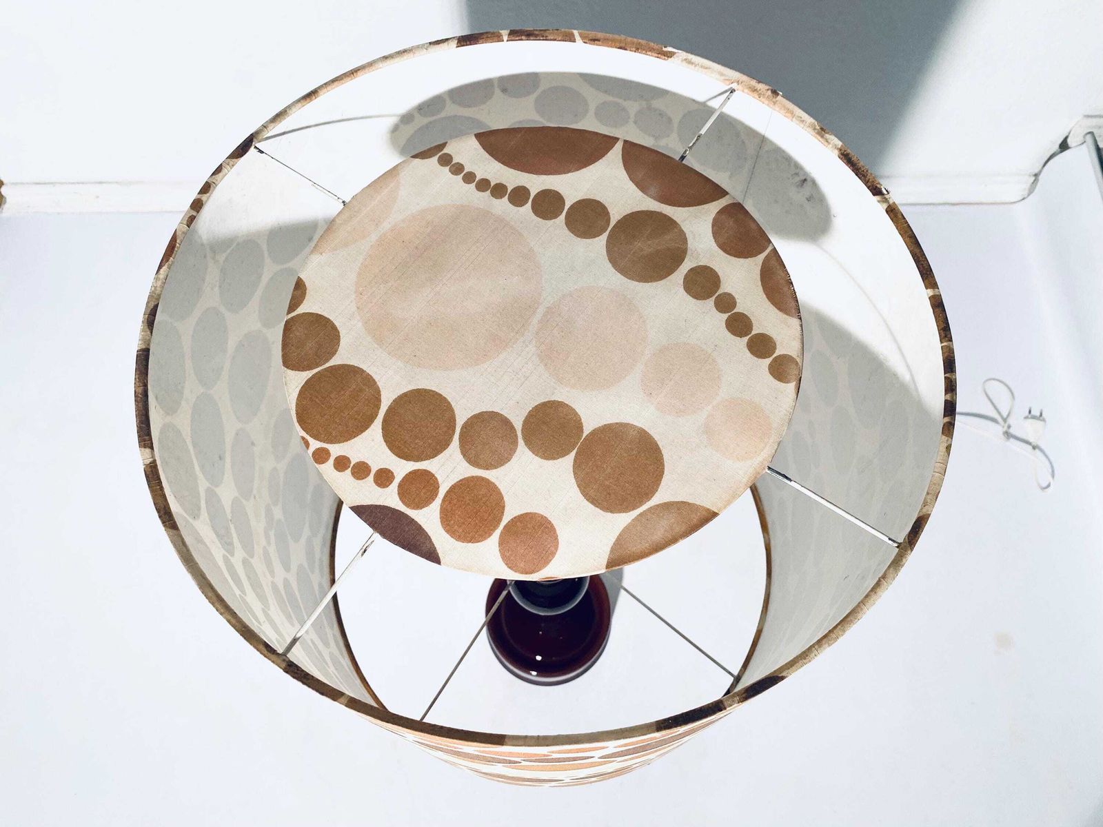 Mid Century Xl Brown Ceramic Floor Lamp With Space Age Shade / Vintage Decor 60s 70s / Wgp photo 214.0