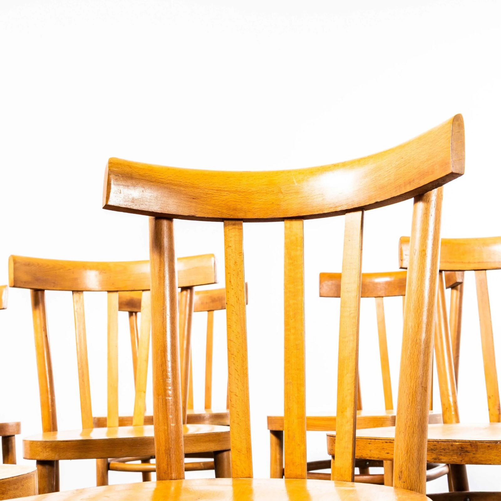 1950’s French Baumann Honey Bistro Dining Chair – Set Of Eight photo vinterior