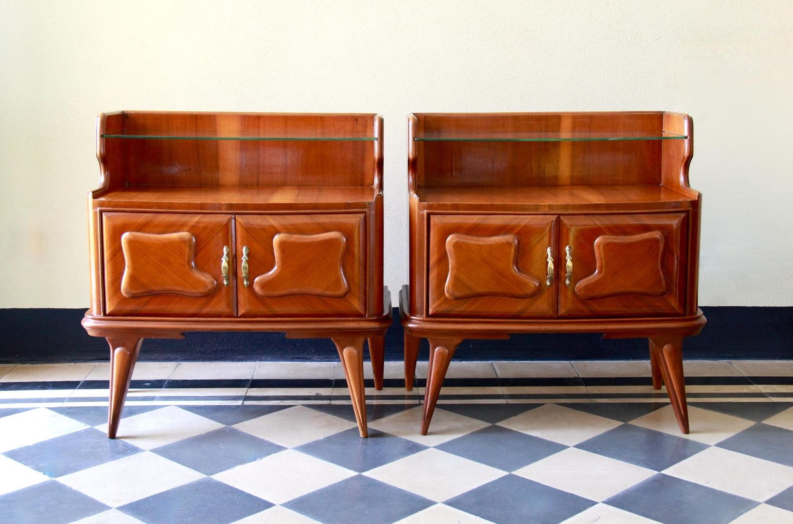 Anna & Elena, Mid Century Antique Bedside / End Tables, Set Of 2, Italy, 1950s photo furniture