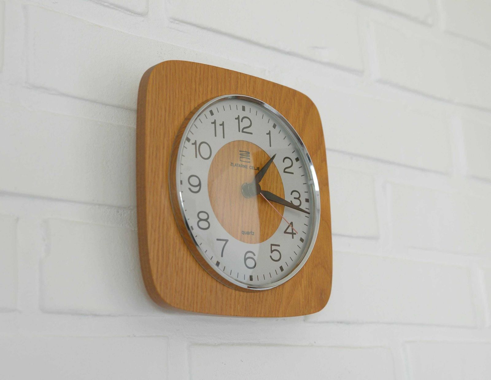 Vintage Wooden Wall Clock / Mid Century Modern Working Clock / Farmhouse Wall Decor / Yugoslavia 80's / Retro Kitchen photo furniture