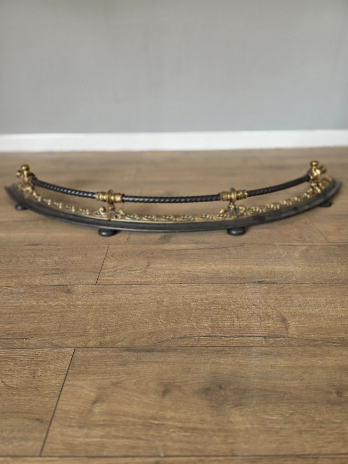 Antique 19th Century Curved Bronze And Iron Fire Fender photo furniture