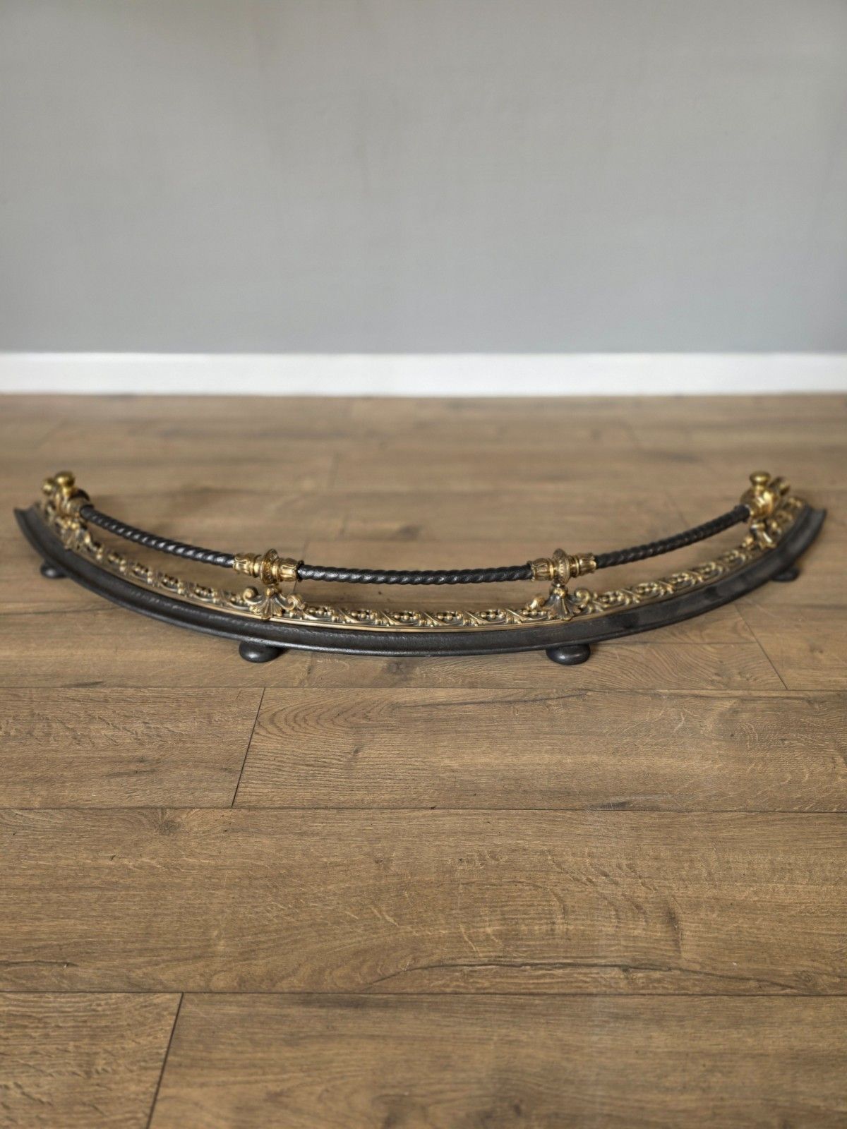 Antique 19th Century Curved Bronze And Iron Fire Fender photo for sale