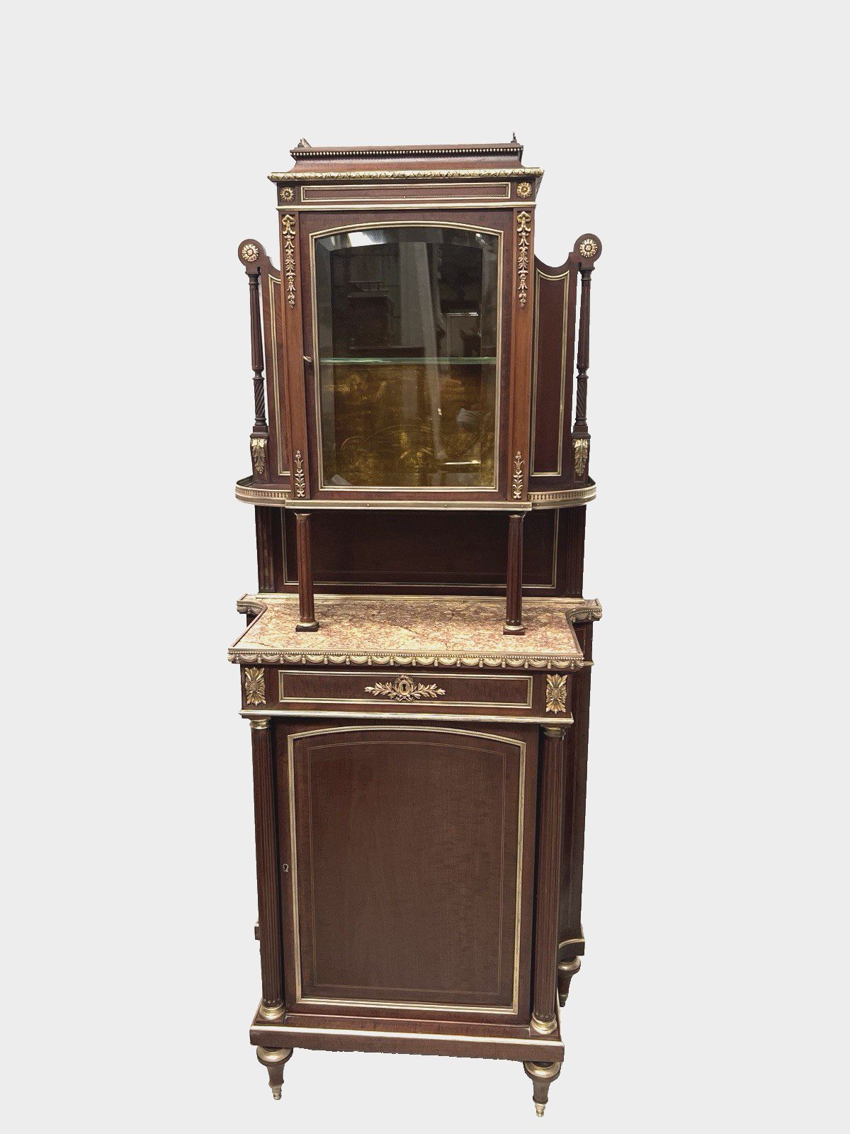 Napoleon III Mahogany And Chiseled Bronze Display Cabinet 19th Century