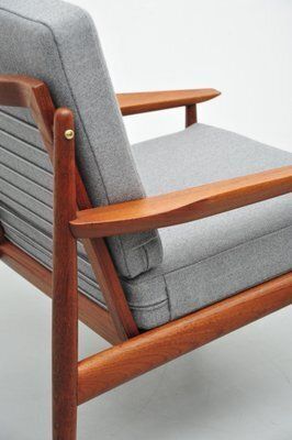 Teak Lounge Chair In Grey By Glostrup, 1958 photo vintage