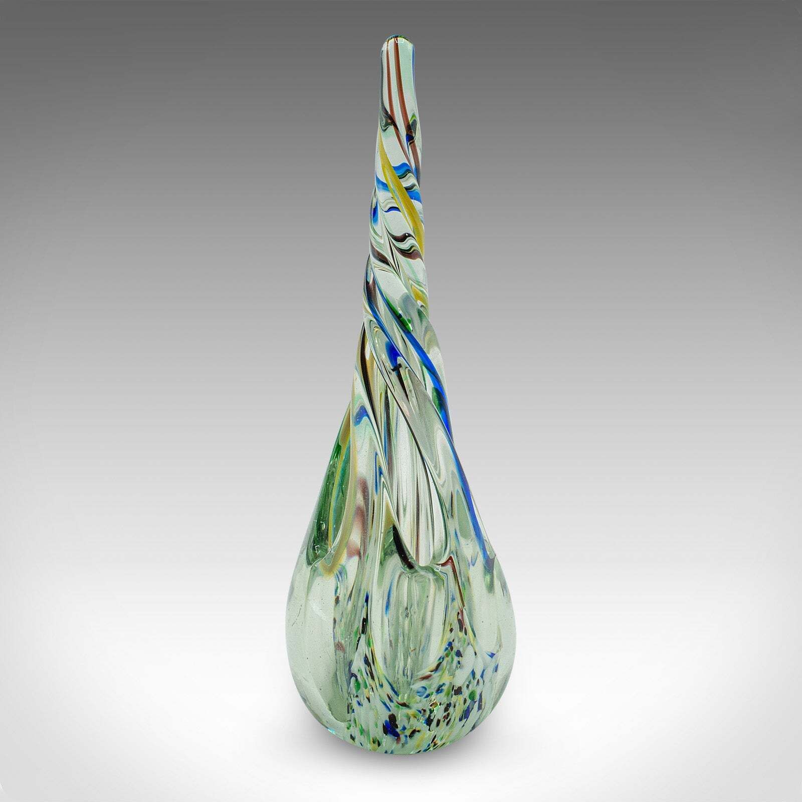 Vintage Murano Twist Vase, Italian, Art Glass Posy Sleeve, Paperweight, C.1980 photo furniture