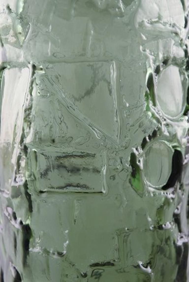 Finnish Glass Artist, Vase In Green Mouth Blown Art Glass, 1970s photo 233.0