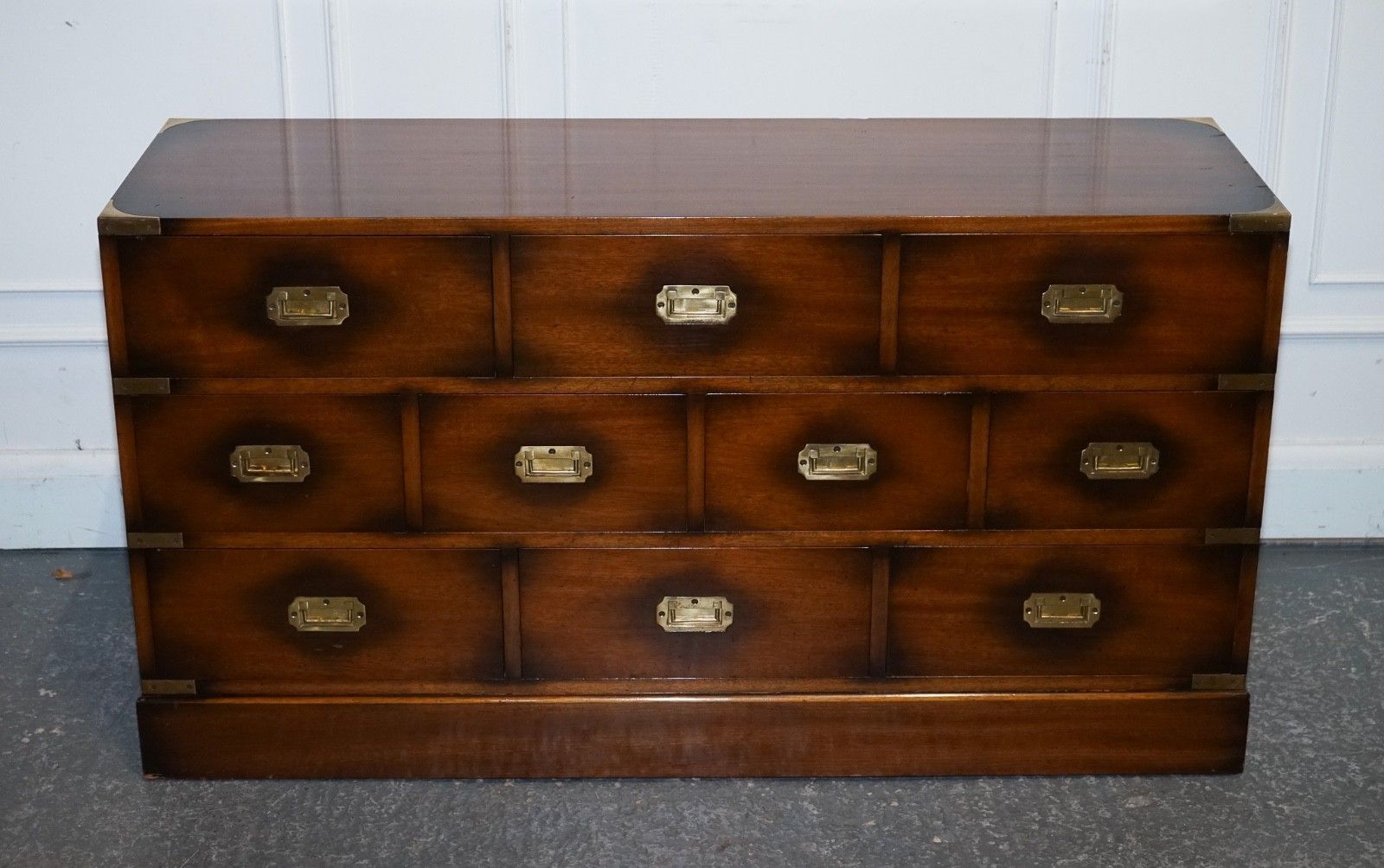 Vintage Jansen Of London Military Campaign Brass Sideboard Chest Of Drawers photo for sale