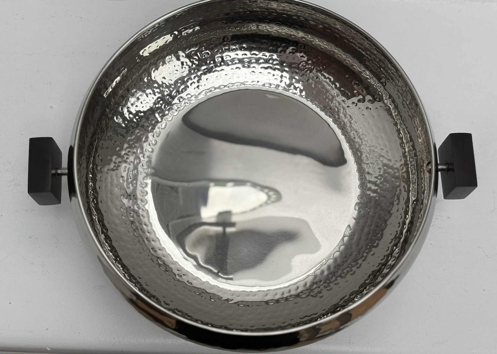 Fruit Basket Hammered Stainless Steel And Ebony Wood Large Nuts Centerpiece French Mid Century Fruit Plate Wedding Gift photo 240.0