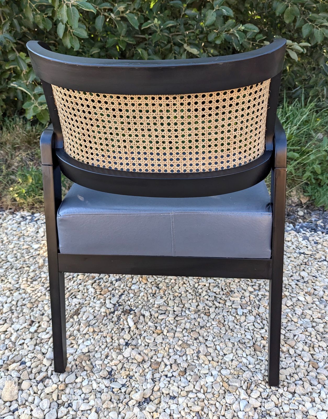 Furniture Pair Rattan Back Black Carver Dining Chairs   Occasional Armchairs Cafe Chairs photo