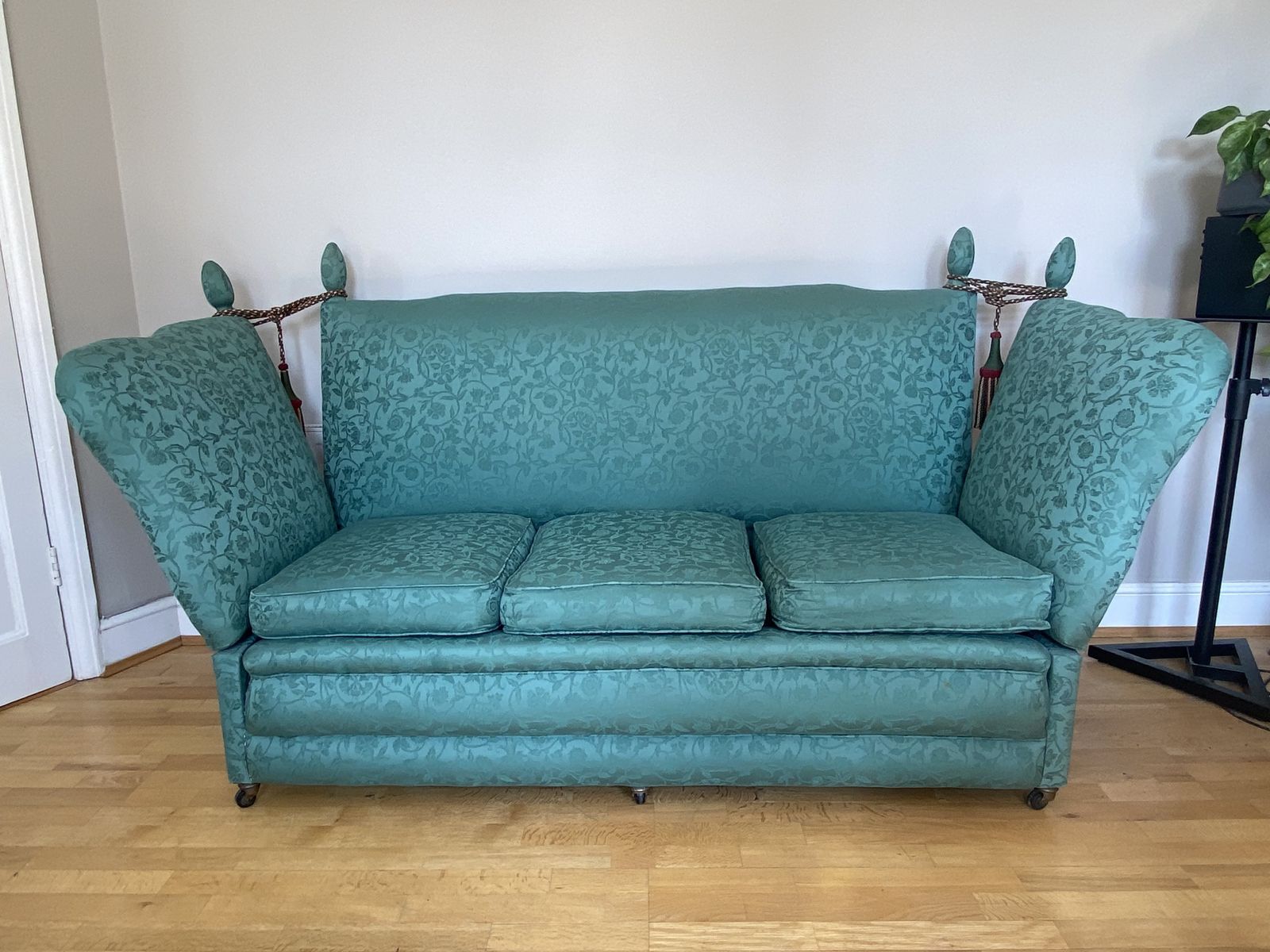 Victorian Knole Sofa Reupholstered Traditionally In Floral Damask (Horsehair Stuffing) photo furniture