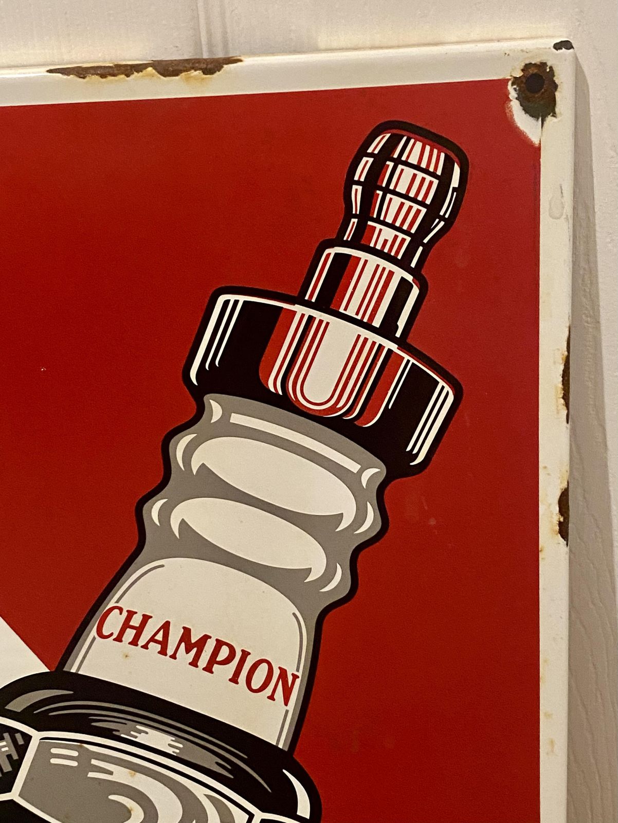Champion Spark Plugs Shop Trade Advertising Sign Garage Rally Racing Antique Car Auto Wall Art Brdc Ngk Plug Automobile Mechanic Gasoline Gas Petrol photo furniture