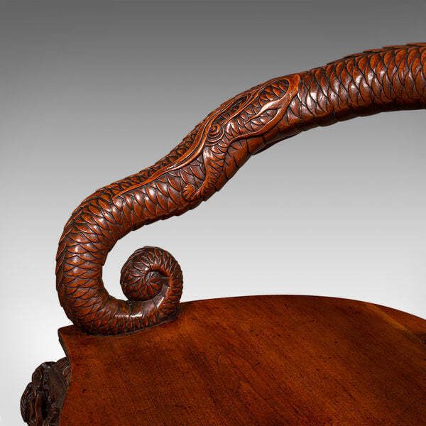 Vintage Decorative Elbow Chair, Oriental, Hall, Fireside, Dragon Seat, Art Deco photo buy