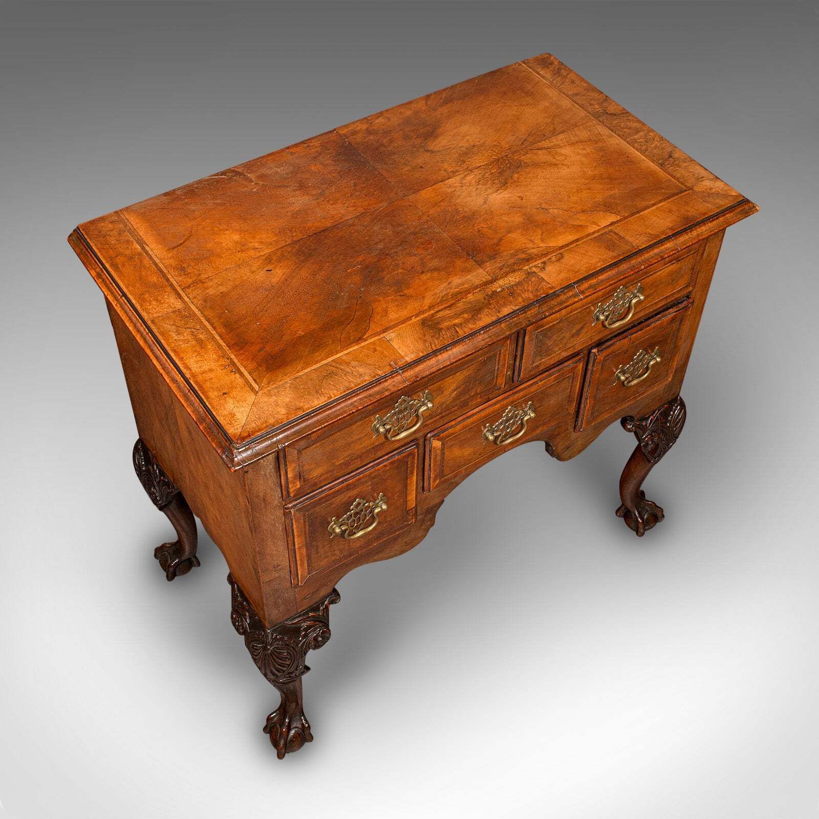Antique Georgian Revival Lowboy, English, Walnut, Hall, Side Table, Edwardian photo vinterior
