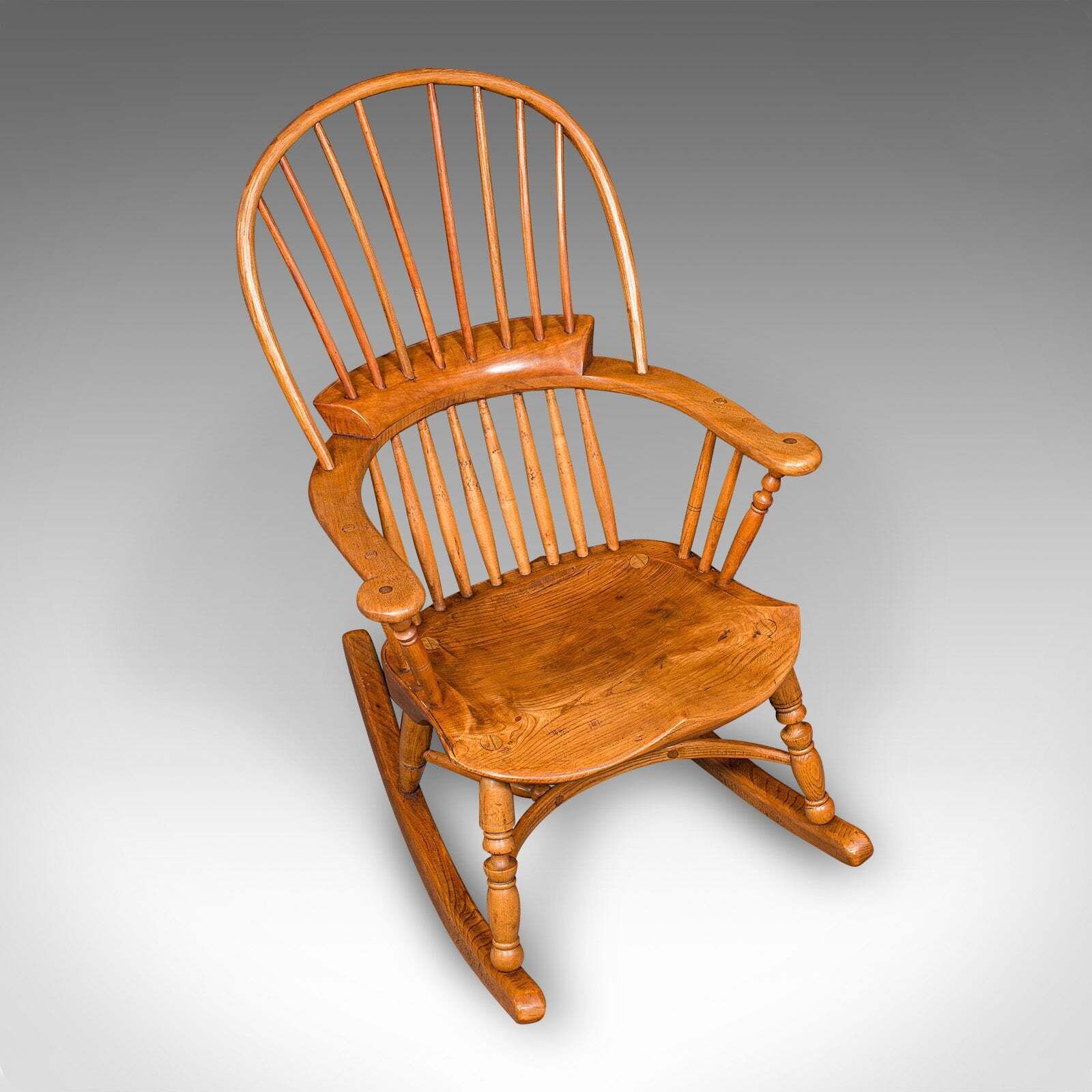 Antique Windsor Rocking Chair, English, Elm, Rocker, Fireside Seat, Victorian photo vinterior