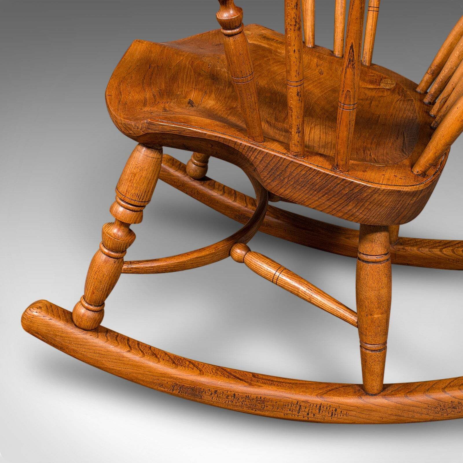 Furniture Antique Windsor Rocking Chair, English, Elm, Rocker, Fireside Seat, Victorian photo