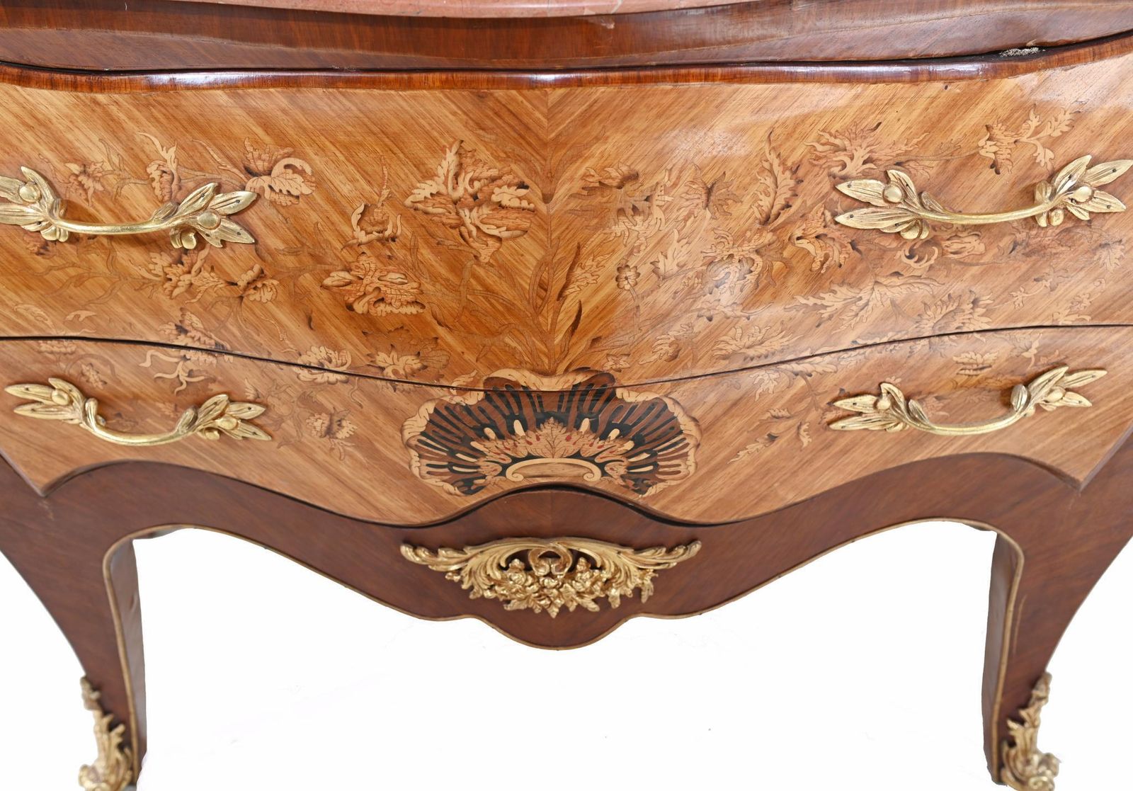 Pair Louis XV Commodes Bombe Chest Drawers Gilt Linke photo vinterior
