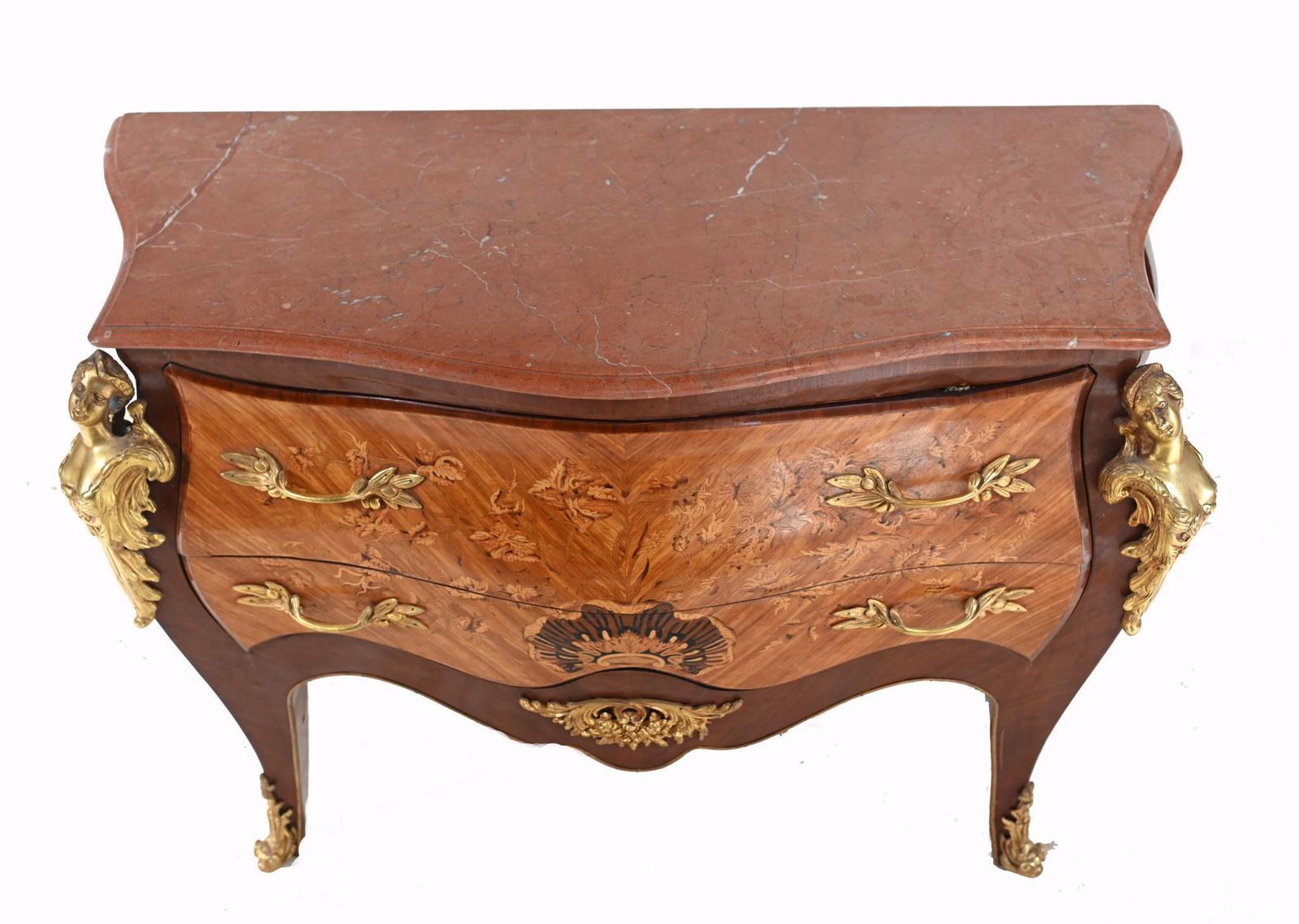 Pair Louis XV Commodes Bombe Chest Drawers Gilt Linke photo buy