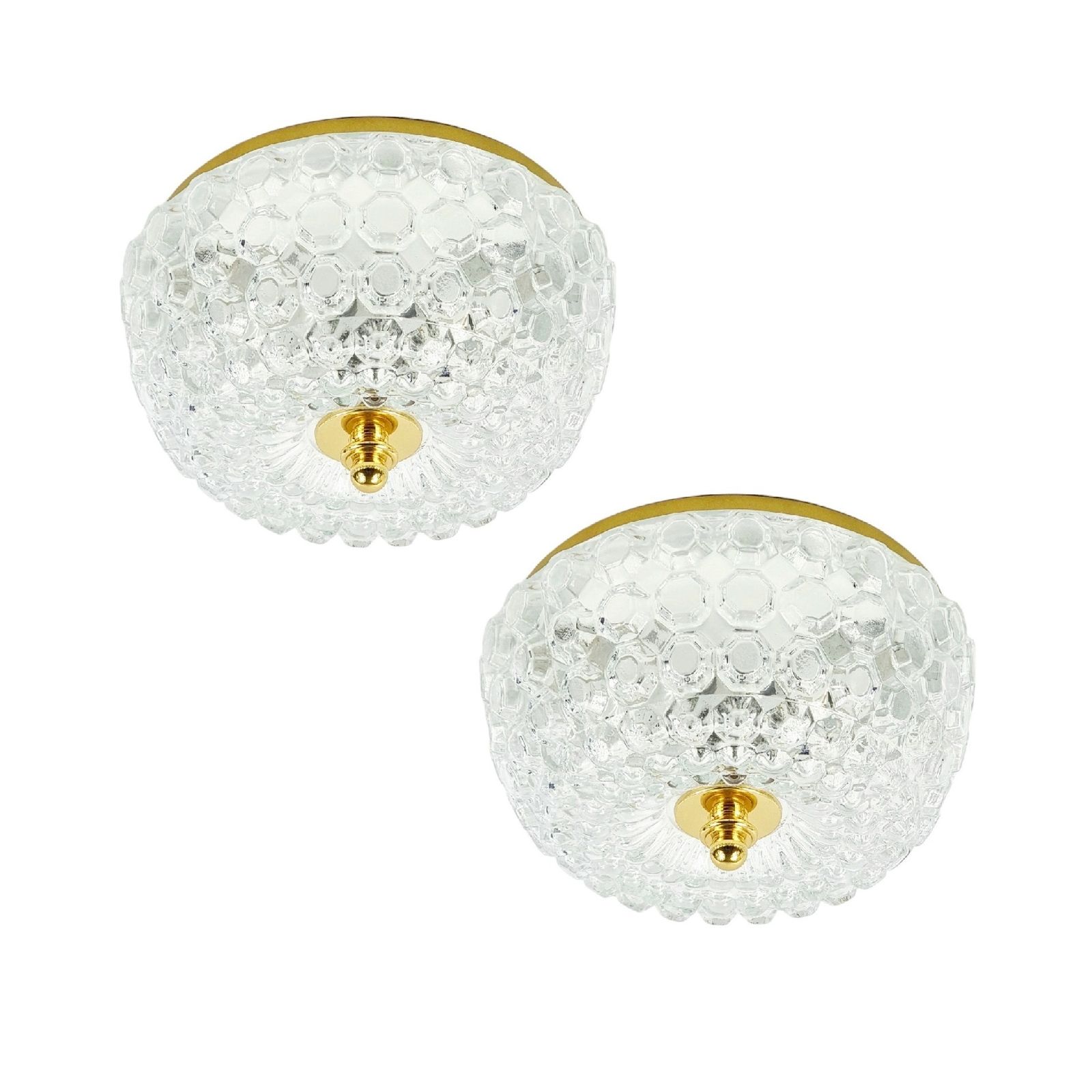 Paar Mid Century Bubbel Glazen Plafondlampen Van Helena Tynell Voor Limburg, Duitsland, Jaren 1960