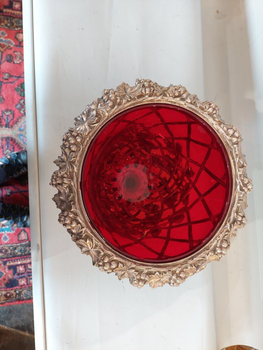 Late 19thc Cranberry & Silver Plate Wine Cooler photo furniture