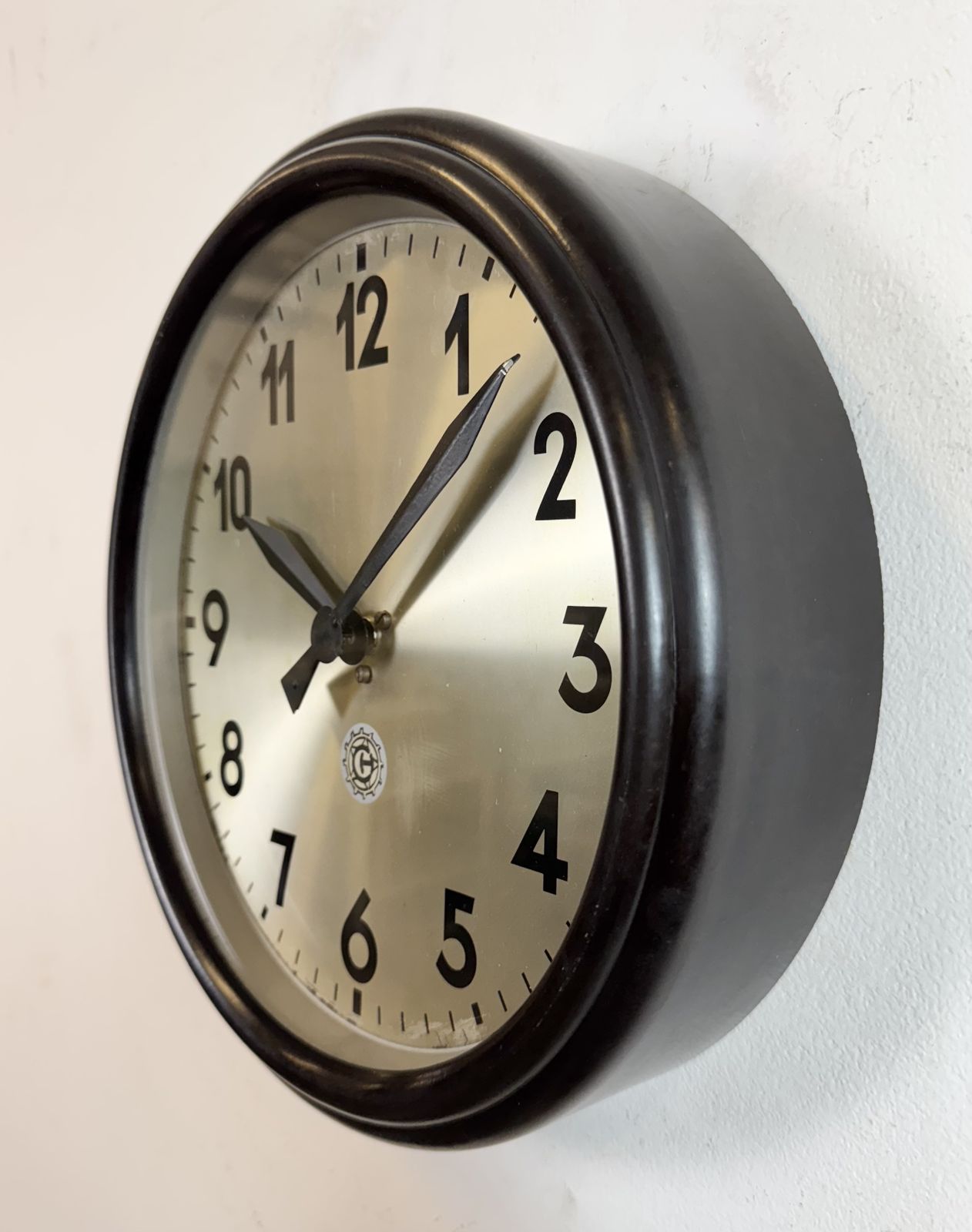 Industrial Brown Bakelite Factory Wall Clock From Chronotechna, 1960s photo Home Decor