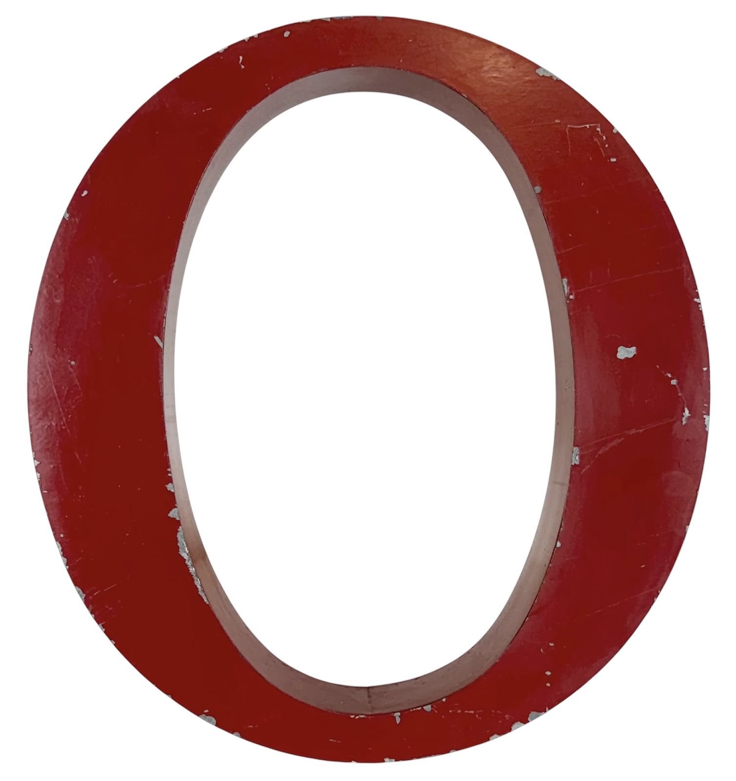 Vintage Red Iron Facade Letter O , 1970s