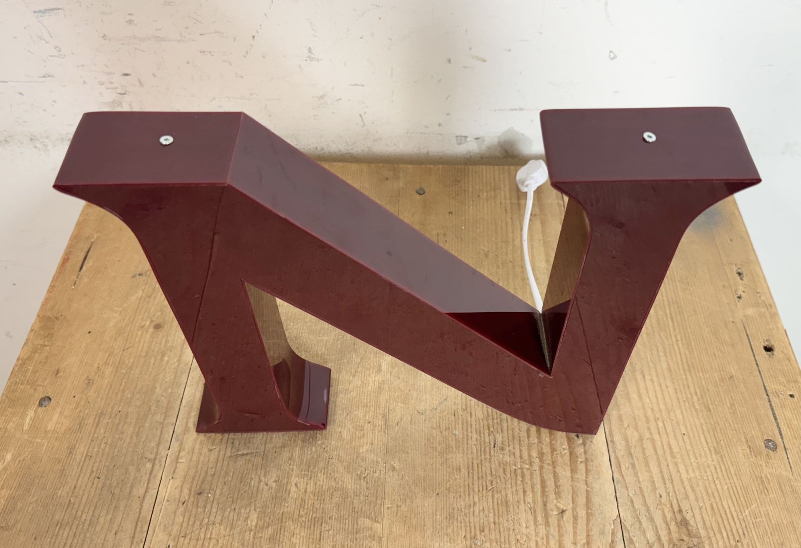 Vintage Dark Red Illuminated Letter N , 1980s photo Home Decor