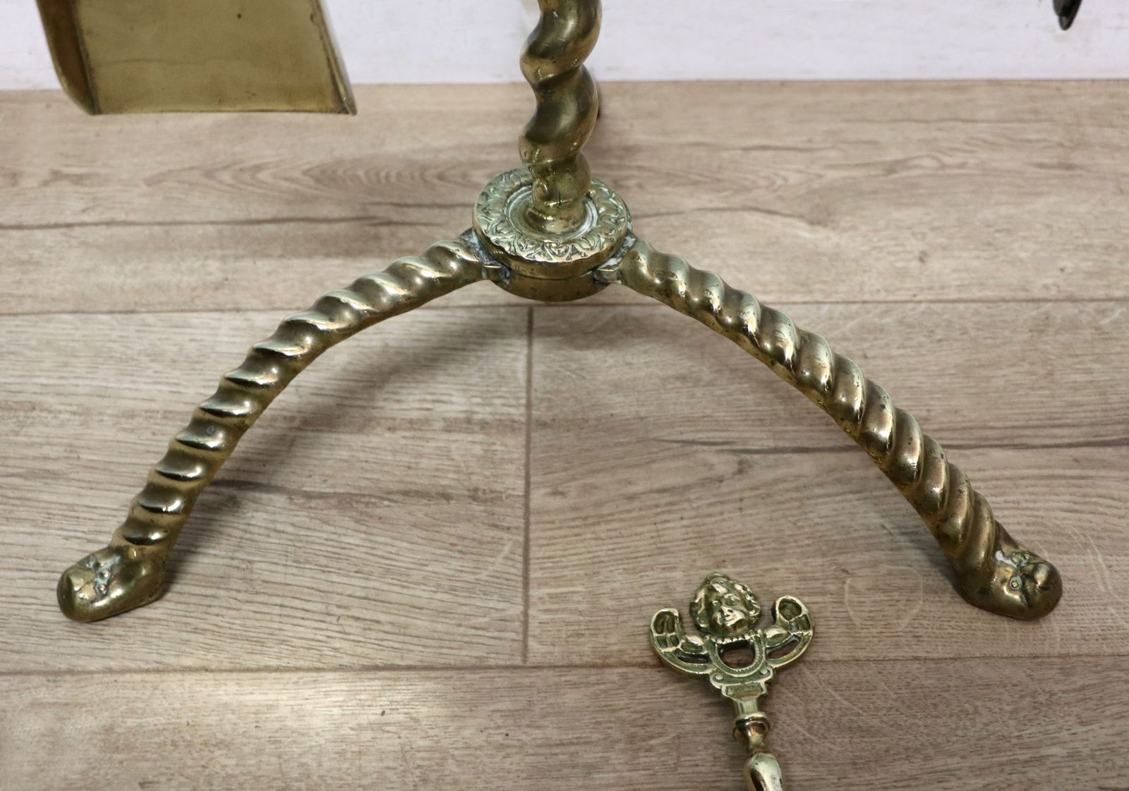 photo for sale Fireside Beauty! A Lovely Set Of Victorian Brass Fire Tools.