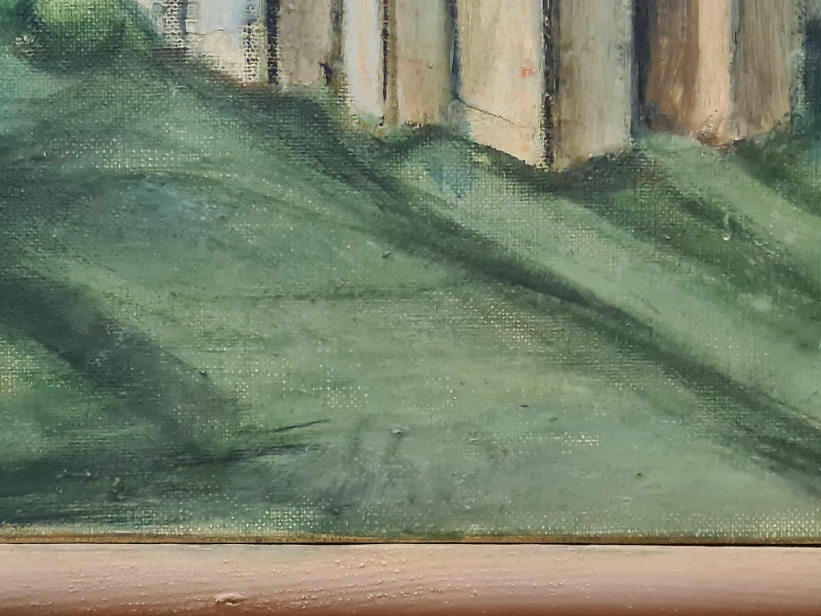 Mid Century Painting Of A Church, In A Monastery Garden From The 1950s By Shedlin (Reginald Schoedelin) photo for sale