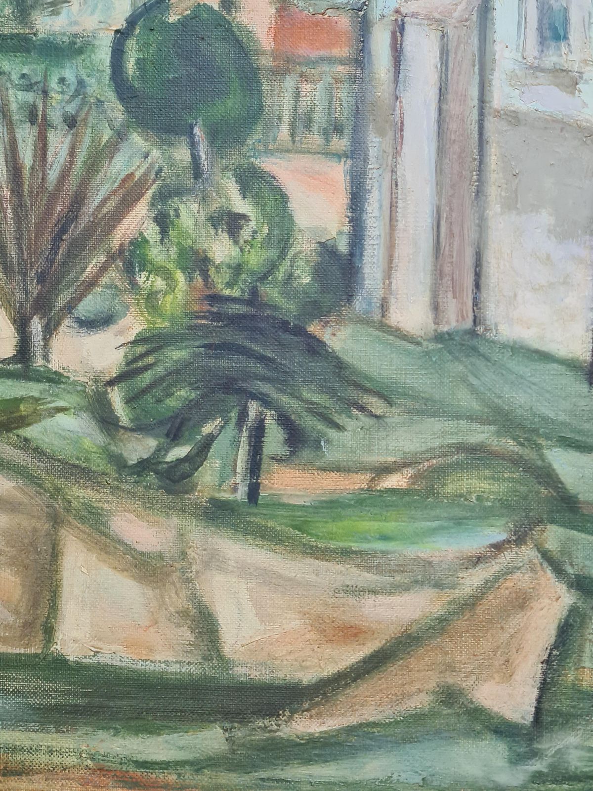 Mid Century Painting Of A Church, In A Monastery Garden From The 1950s By Shedlin (Reginald Schoedelin) photo buy