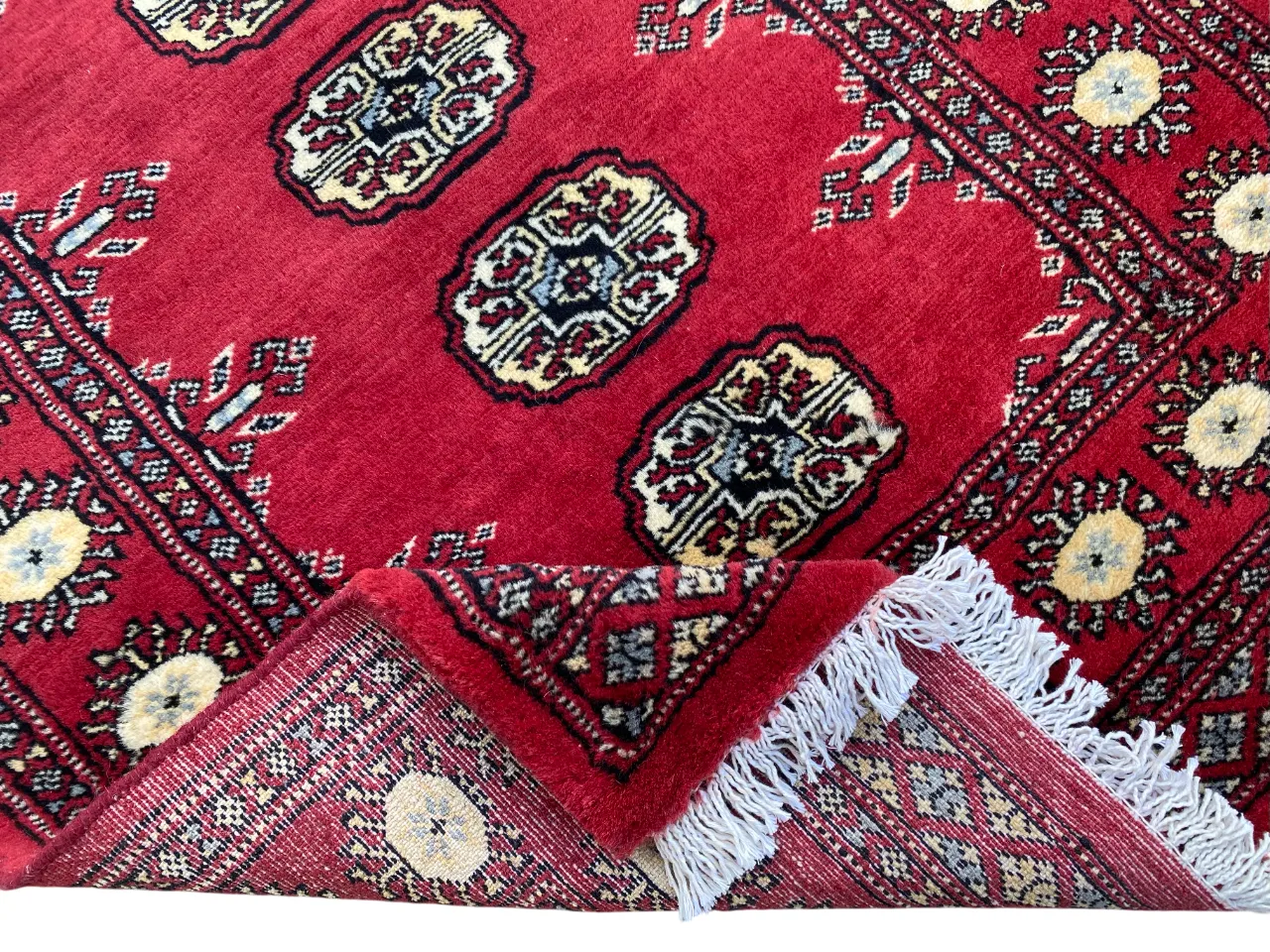 Unique Red Bokhara Rug Boho Tribal Area Carpet photo vinterior