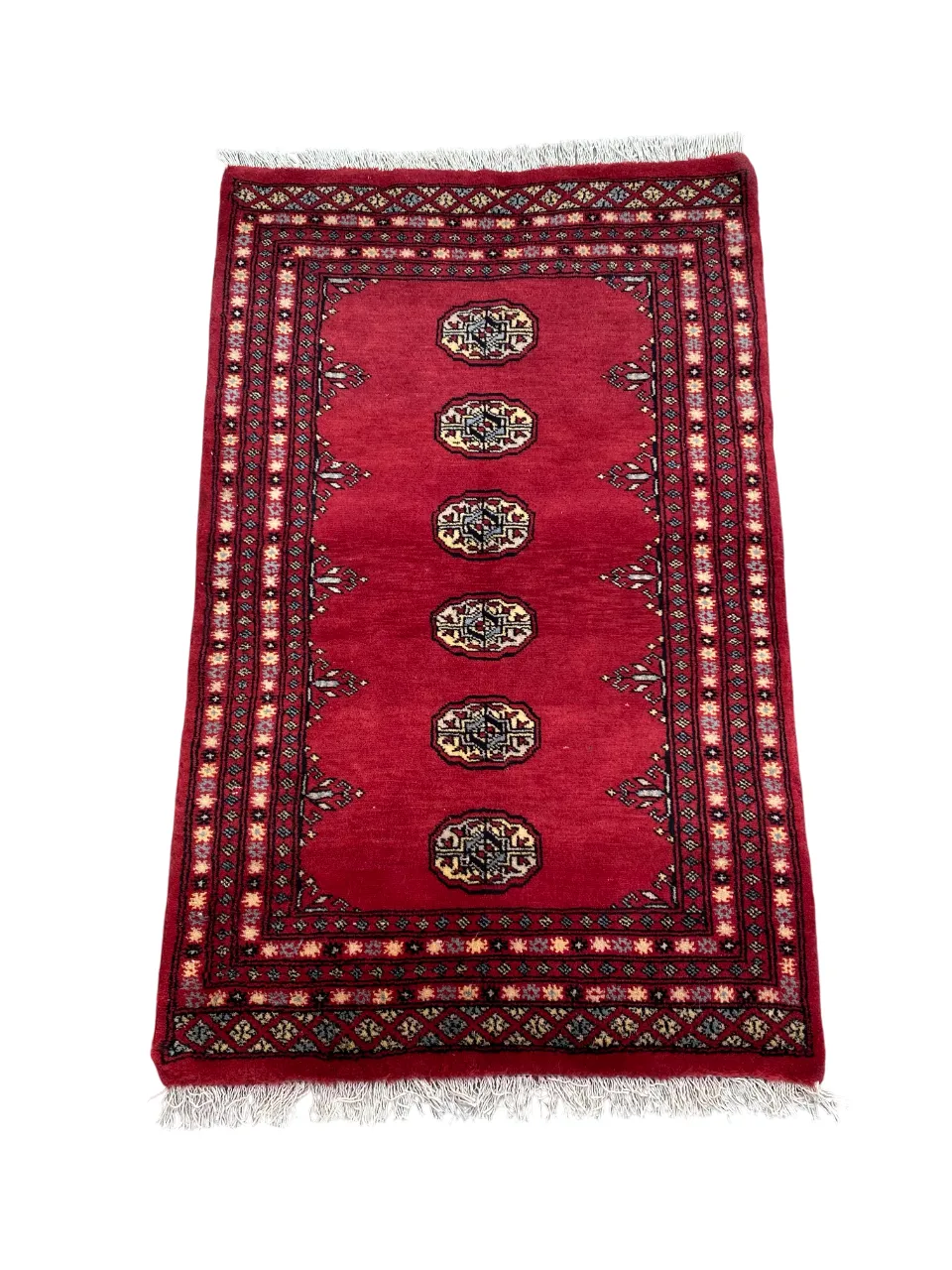 Hand Knotted Bokhara Rug Small Bohemian Oriental Carpet