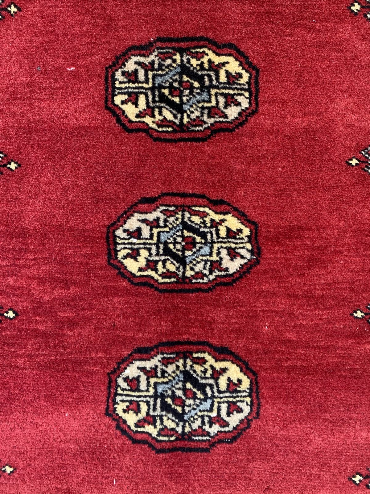 Hand Knotted Bokhara Rug Small Bohemian Oriental Carpet photo vintage