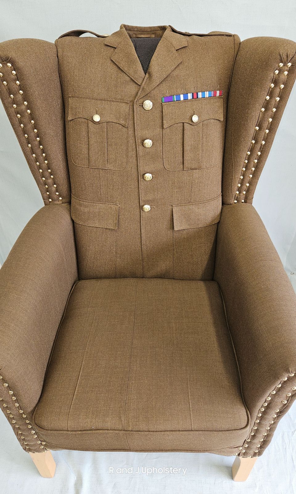 Military Uniform Covered Chair photo for sale