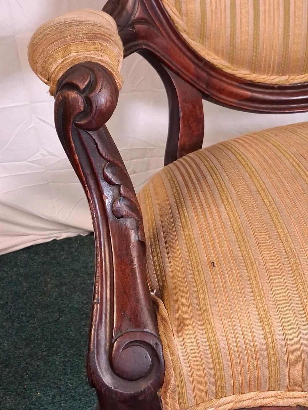 Antique Upholstered Chair Home Decor Accent Chair With Patina photo vintage